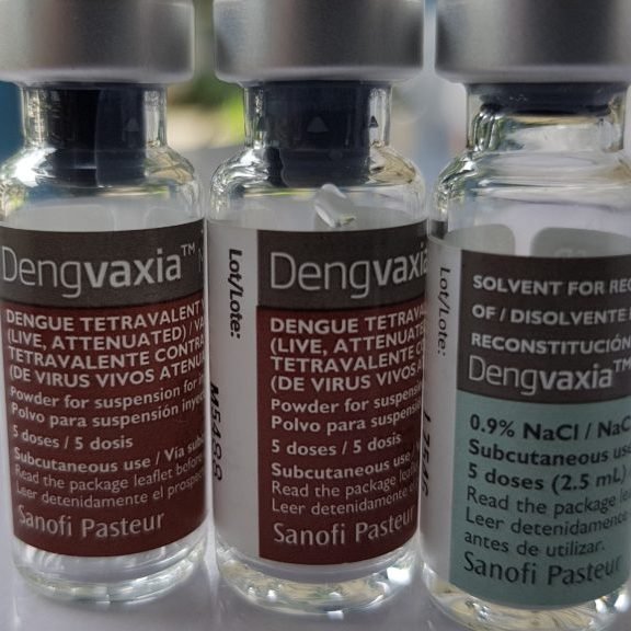 Anti-Dengue vials called Dengvaxia ready to be administered to the PNP personnel. Studies conducted by the University of the Philippines National Institute of Health, dengue cases in the country will expected to reduce by 25% in the span of five (5) years. Philippines is the first country to launched Dengvaxia vaccines and where will be made commercially available. (Photo by Herman Lumanog/Pacific Press/Sipa USA)(Sipa via AP Images)